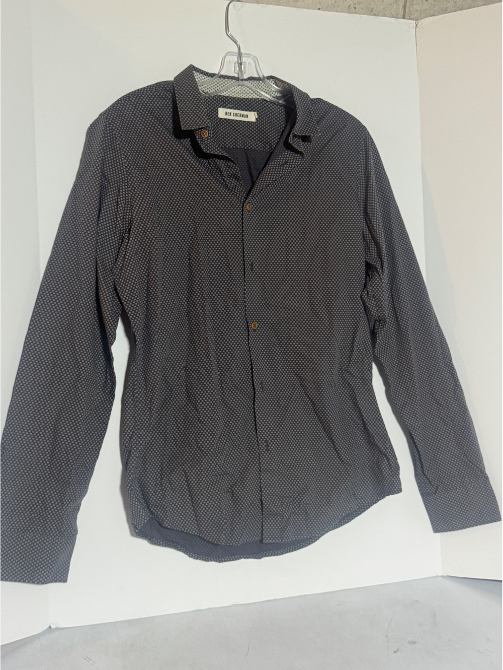 Ben Sherman Dark Gray long sleeve geometric dot shirt Small